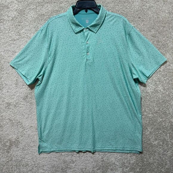 Hickey Freeman Golf Polo Shirt Men's XL Green Floral Stretch Short Sleeve Casual - Picture 1 of 14